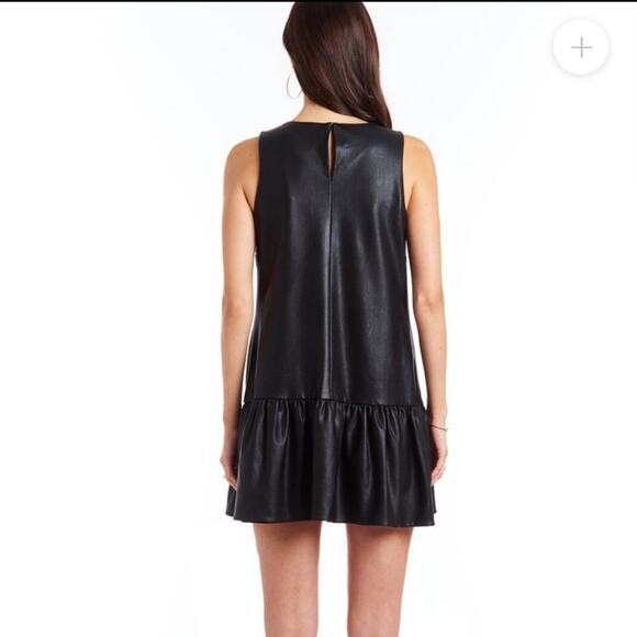 AMANDA UPRICHARD Faux Leather Sleeveless Drop Waist Black Mini Dress Size S - Picture 6 of 13